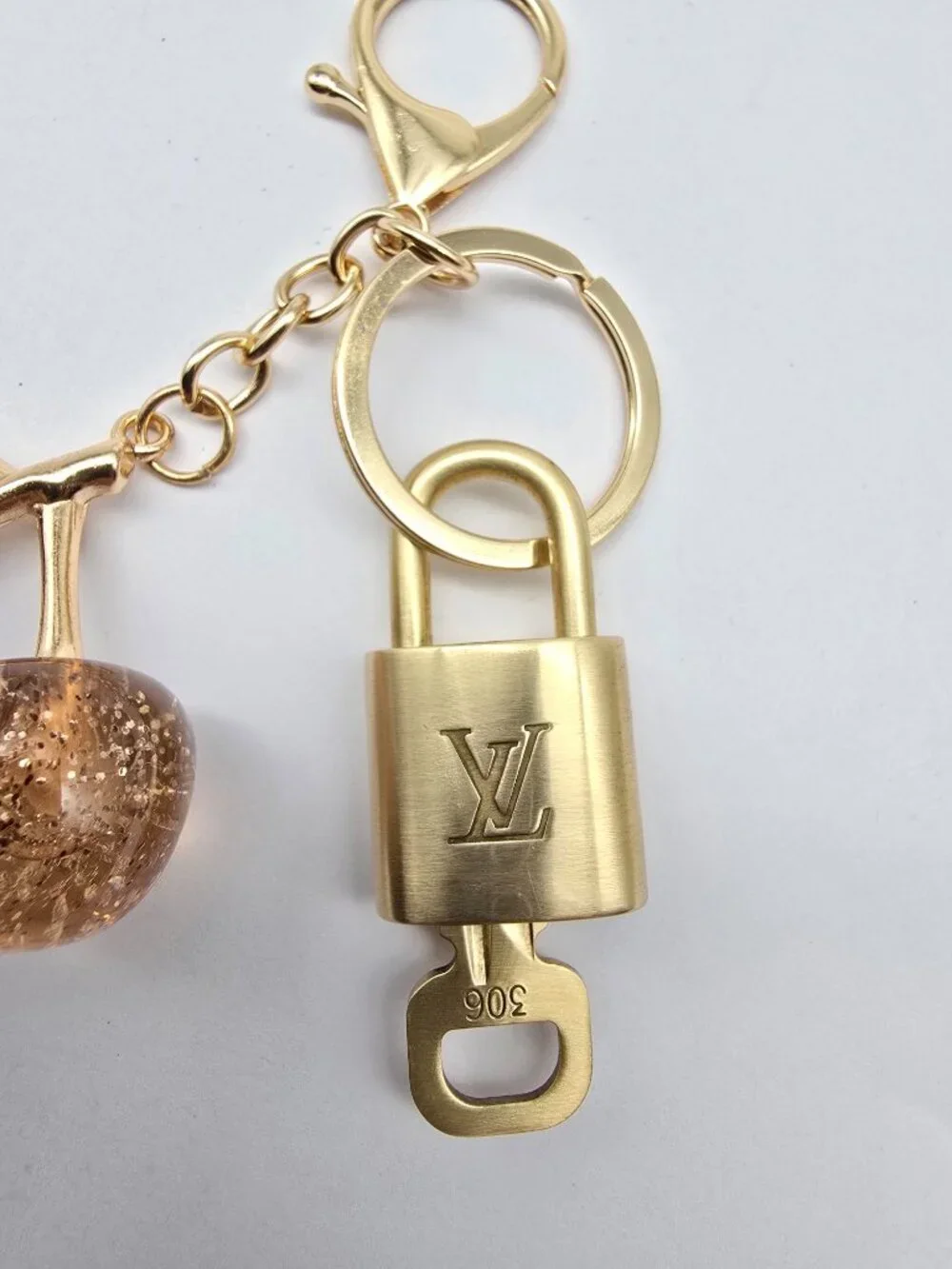 Authentic Louis Vuitton Gold Padlock 🔒 Key Set w/ Unbranded Cherry Bag Charm